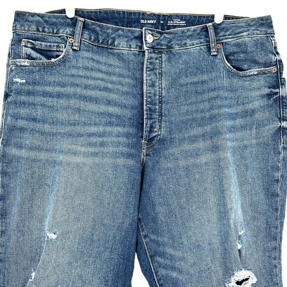 NWT Old Navy Women Distressed Jeans Sz 24 High Rise Buttons Straight Leg Stretch - Picture 3 of 10